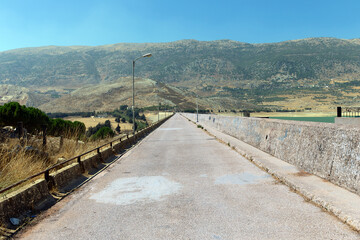 Dam on the lake Qaraoun in Bekaa valley, close to Syrian border, Lebanon
