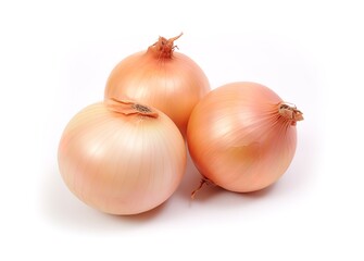 Fototapeta premium Fresh onions photographed at close range on a white background. generative Ai