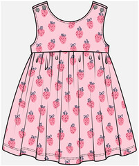 SLEEVELESS BUTTONED DRESS DESIGNED FOR TODDLER AND KID GIRLS IN VECTOR ILLUSTRATION FILE