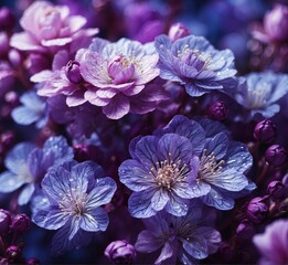 Beautiful pink and purple flowers on a dark background. Close-up