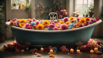 Kąpiel Kwiatowa: Uczta zmysłów w domowym spa - obrazy, fototapety, plakaty