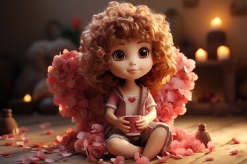 Fototapeta premium Creative cupid illustration in cartoon style