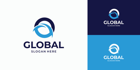 Abstract globe logo design with transverse lines