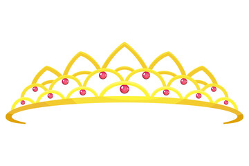 Queen golden crown vector icon. Gold princess tiara cartoon illustration