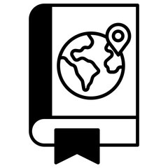 geography book solid glyph icon illustration