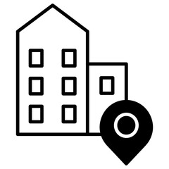 building map solid glyph icon illustration