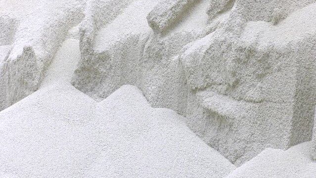 Warehouse for storing white granulated phosphate fertilizers. Warehouse in factory