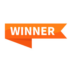 Winner In Orange Rectangle Ribbon Shape For Announcement Information Business Marketing Social Media Promotion

