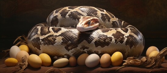 Python species with group of eggs