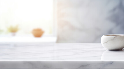 Fototapeta na wymiar Empty Marble Tabletop with Soft Background Blur - Great for Advertising Mockups