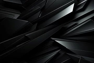Deurstickers Graphic resources. Abstract and futuristic black background with copy space. Smooth and sharp dark blank objects surface © Rytis