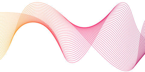 Modern glowing moving lines background with curved shape, seamless retro Digital frequency track equalizer, modern curved stream wave background, Wave geometric with lines created by blend tool. - obrazy, fototapety, plakaty