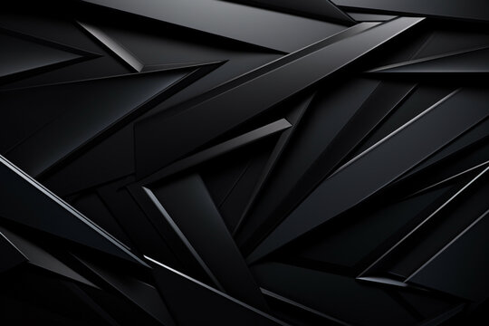 Graphic resources. Abstract and futuristic black background with copy space. Smooth and sharp dark blank objects surface