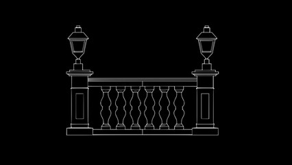 balustrade together with lamp in 2D