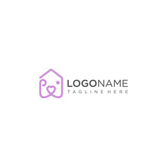Obraz premium simple vet care logo with house and dog face vector