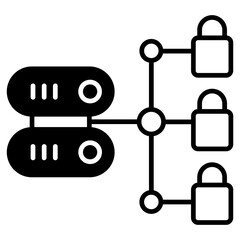 Database Locks solid glyph icon illustration