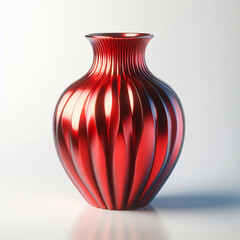 Red ceramic vase. Antique vase isolated on white. Modern vase on white background. Enhance your home with a shiny vase and decorative pottery.