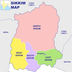 Sikkim map vector illustration on white background