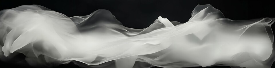 Obraz premium Ethereal monochrome smoke waves, perfect for abstract backgrounds, banner, overlay for photography, graphic design template