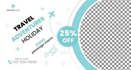 Travel web banner for social media post and tourism advertising banner design