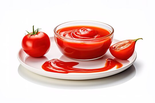 tomato sauce in a bowl with some tomatoes on the side. generative AI