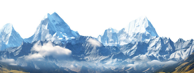 Fototapeta premium Picturesque landscape with majestic mountain peaks, cut out