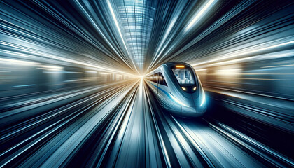 High speed train in a tunnel