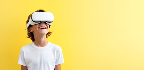 A man using VR with a happy expression