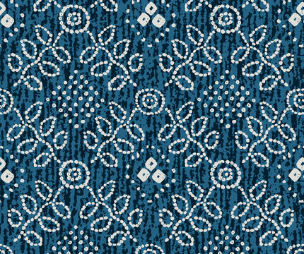 Navy bandana seamless pattern Block print pattern Chuniri pattern