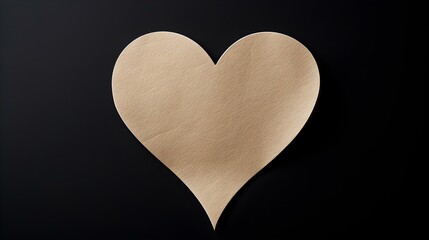 Beige Paper Heart on a black Background. Romantic Template with Copy Space