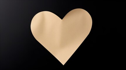 Beige Paper Heart on a black Background. Romantic Template with Copy Space