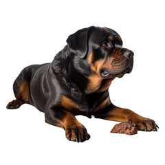 Obraz premium Rottweiler dog eating isolated on white