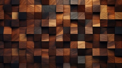  a close up of a wall made up of many different shapes and sizes of wood planks with different shades of brown.