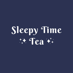 Logotype for tea. Logo for tea helping sleep. Nap tea. Tea logo with shiny stars.