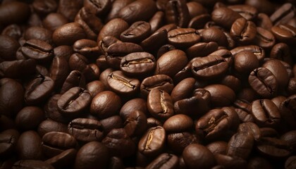 Obraz premium Braune geröstete Kaffeebohnen (KI-/AI-generiert)