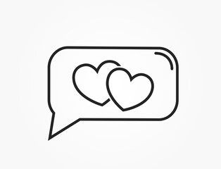 chat bubble with two hearts line icon. love and romantic symbol. vector image for valentines design