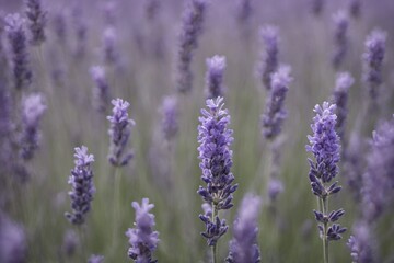 Violet lavender field. Lavanda purple flowers beautiful sunshine blooming in a garden, Latvia
