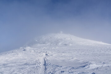 landscape, winter, snow, mountains, frost, white, cold, snowdrifts, search, trails, avalanche...