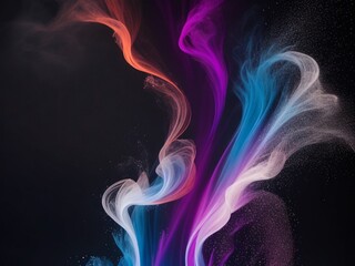 hypnotic abstract dark backdrop bathed in neon glow and adorned with purple smoke &ndash; a visual ode to the beauty of cybernetic dreams