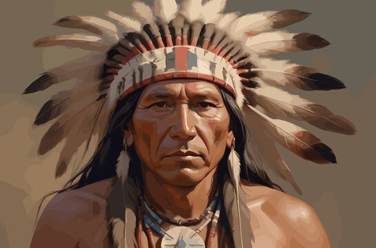 Native american man. Digital art. Generative AI