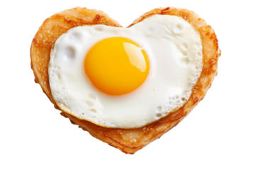 heart shape fried egg isolated on transparent background