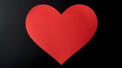 Red Paper Heart on a black Background. Romantic Template with Copy Space
