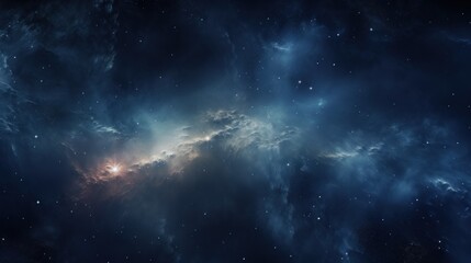  a space filled with lots of stars and a sky filled with lots of blue and white clouds in the middle of the night.