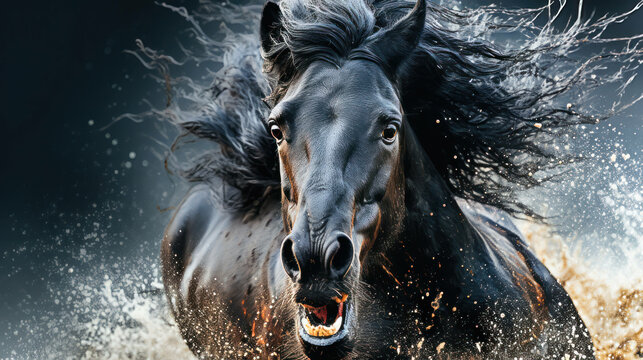 equinophobia: an in-depth, ultra-realistic exploration of the paralyzing fear of horses, capturing the visceral anxiety and terror evoked by their size, power, and presence - ai generated