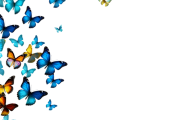 many butterfly flying isolated on transparent background