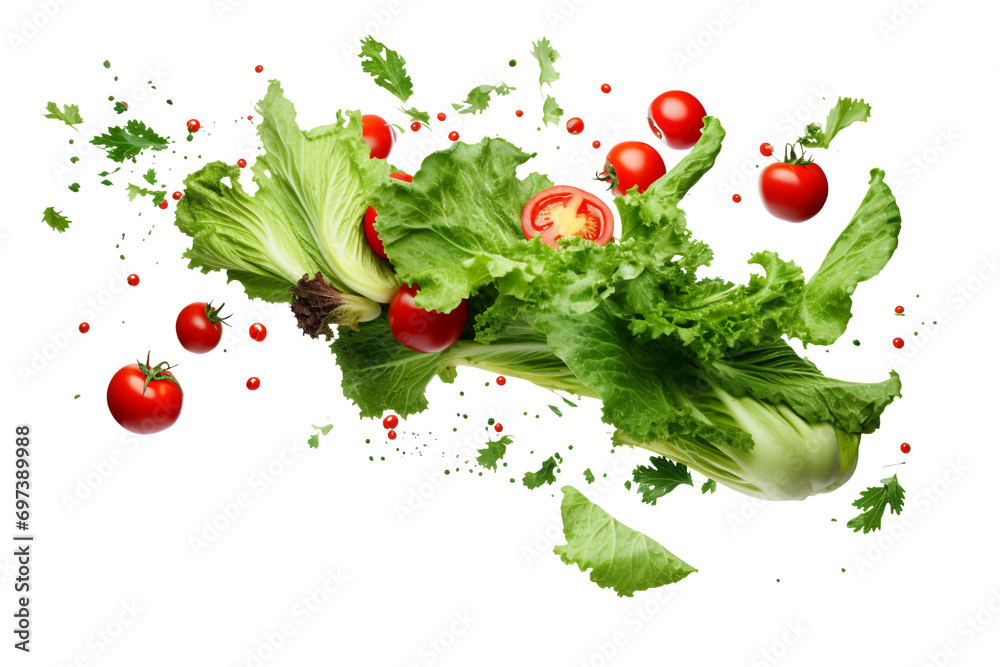 Wall mural different vegetables flying isolated on transparent background - Wall murals