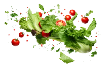 Fotobehang different vegetables flying isolated on transparent background © dobok