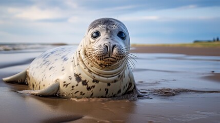 A seal can be found on the beach of the dune island near helgoland