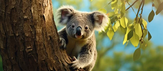 Schilderijen op glas Koala perched in an Australian tree. © TheWaterMeloonProjec