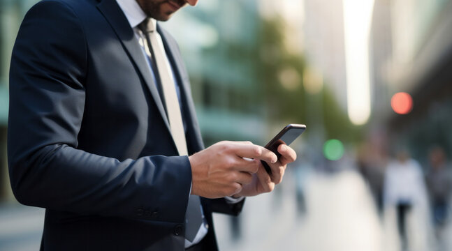 A Stylish Man Engrossed in His Smartphone